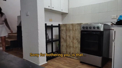 Neighbor fixes stove, I seduce him to fuck me before husband arrives, he cums inside me! (sub)
