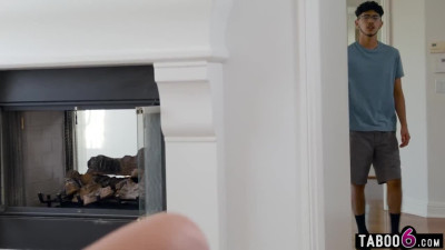 Blonde MILF Sadie Summer caught masturbating by a perving young virgin guy