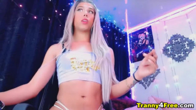Ladyboy Jerking Her Massive Cock On Cam