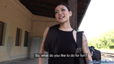 POV Asian babe gets public fucked 4cash after casting