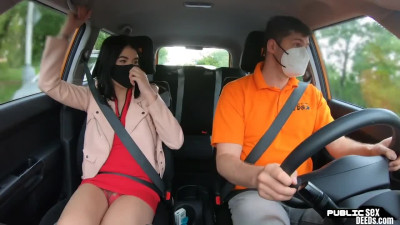 Perkyboobs babe fucked outdoor in car by driving instructor