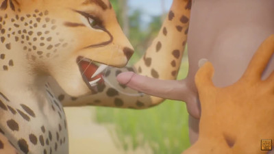 Leopard Furry Girl Fucks skinny Guy