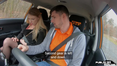 Stockings babe rides her cardriving tutor after giving bj