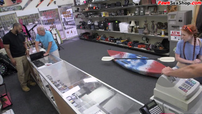 Redhead pawnshop teen riding pov cock after blowjob