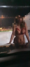 horny milf in the truck parking lot where truckers jerk off to her