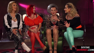 Curvy cfnm dominas spanking femme submissive in group