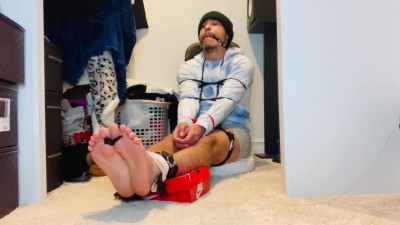 BONDAGE - BAREFOOT BOY TIED UP AND GAGGED