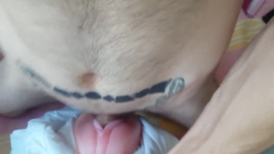 Cum on pussy and push cum inside