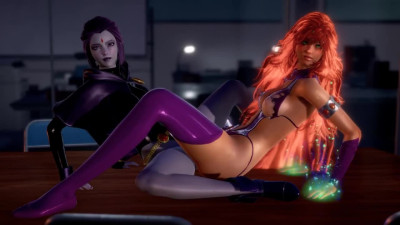 Lesbian Teen Titans - Starfire x Raven - 3D Porn
