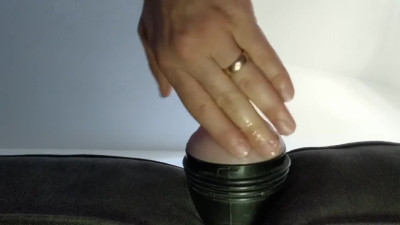 Married daddy fucking fleshlight while wife is napping