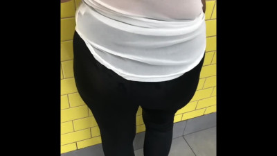 Black see through tights in public visible panties