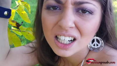 voyeur spy young big boobs and end up fucking in the forest / Miriam Prado