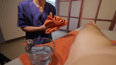 Nurse washes Patient and makes him Cum hard