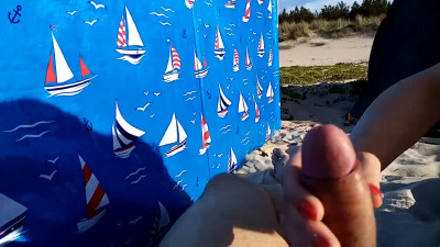 My Risky Masturbation, Handjob on a Public Beach, Cum on Small Tits POV Private Video