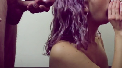 Sloppy Blowjob on 2 Cocks by Posh Pink Haired Slut