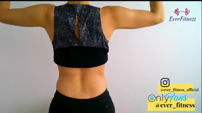 Stunning Fitness Babe Workout Shoulders and Play with back MUSCLES