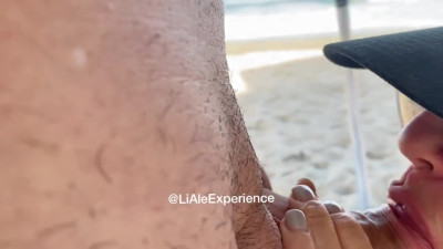 MILF Give me a Handjob at the Beach