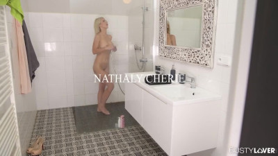 Busty Blonde Nathaly Cherie Opens up her Asshole for a Veiny Monster Cock