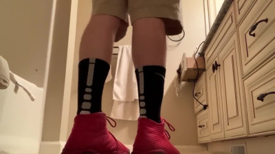 Nike Black and White Elite Socks with Red Air Jordan’s