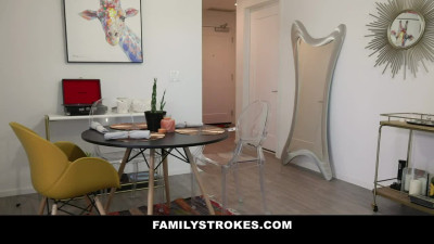 Family Strokes - Blowing her Step Brother while Moms Home