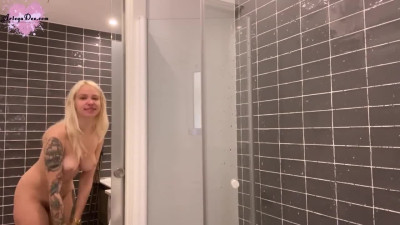 Washes and Shaves Pussy in the Bathroom - Solo