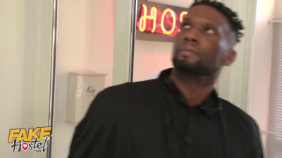 Fake Hostel Big Black Cock Covers Busty Latina in Cum