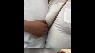 Wife in see through Shirt Flashing in Public Nipples Showing