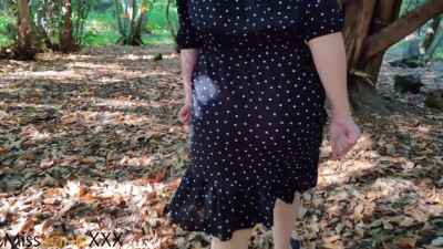 MILF Pissing in the Woods, Bent over and Close up 4K 60FPS