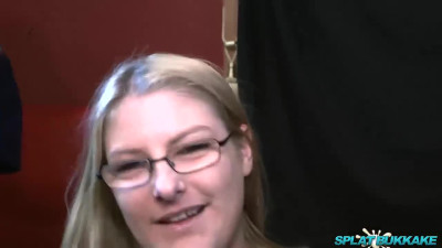 British Teen Pixiee little Takes Bukkake Party Facials in her Pretty Face