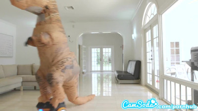Big Ass Latina Teen Chased by Lesbian Loving TREX on Hoverboard then Fucked