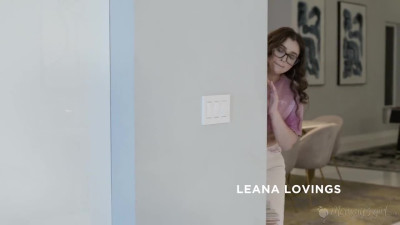 Lexi Luna and Leana Lovings on a grey coloured sofa in several lesbian scenes