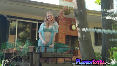 Natural redhead muse Maya Kendrick reveals her pale skinned body outdoor