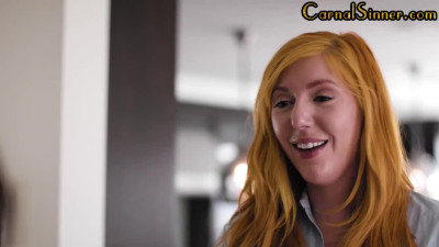Petite 21yo lez chick assrimmed by redhead MILF in 3some