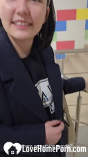 Cute babe sucks me off before fucking