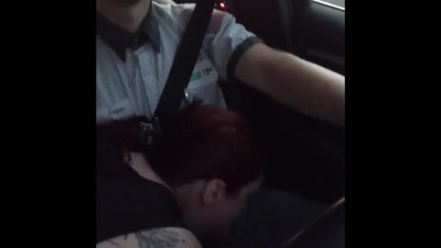 Redhead Teen Gobbles Cock in Audi Ride