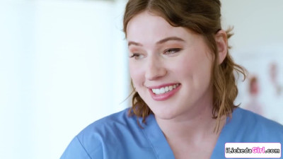 Lesbian doctor pussy licking big tits brunette assistant