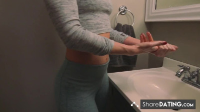 Amateur Babes Quickie in the Quarantine Bathroom