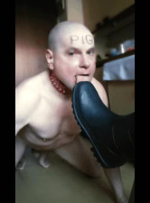 Mistress Headshave Cuckold Licks Everything