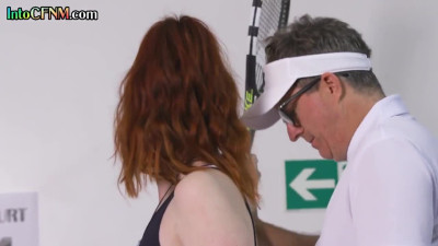 CFNM tennis players wanking instructors cock together