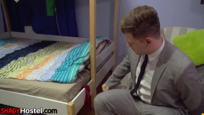 Teasing hostel babes cuntnailed in 3some with hostel boss