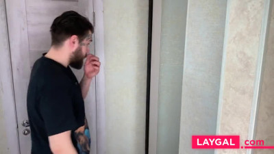 Big-Tit Russian Teen Gives Blowjob and Receives Anal from Neighbor
