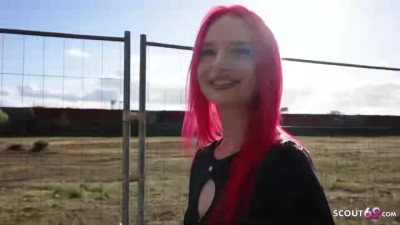 German Scout - First Time Porn Casting for Skinny Redhead Teen 18 KimKaty Rides