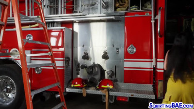 Squirting MILF fucked by firefighter