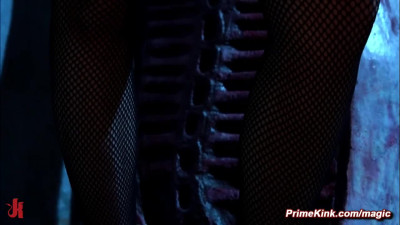 Mistress Cherry Torn flogs and pegs bound slave Sebastian Keys