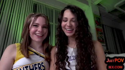 Cheerleaders POV fucked in amateur 3some