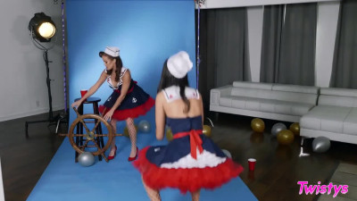 Megan Rain and Eliza Ibarra mobile phone lesbian photo shoot and lesbian dildo