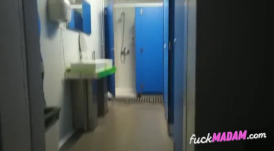 Big Cock Fucking in Public Locker Room
