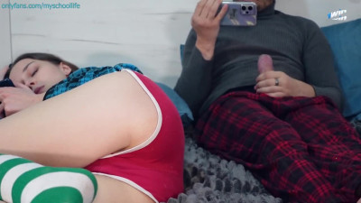 Step sis sees porn with me, gets super-steamy and I nail her -