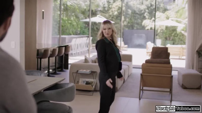 Petite realtor locked my wife in so she could suck my dick