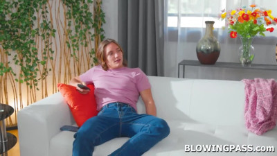 Stepmom sucks my cock every time she is stressed from work